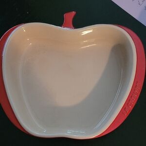 Le Creuset Red and Cream Apple Dish